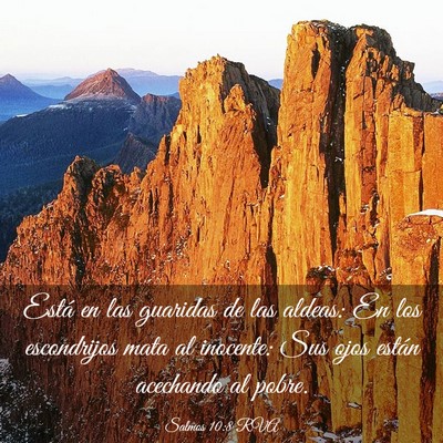 Picture 03 - Salmos 10:8 RVA - Está en las guaridas de las aldeas: En los - Bible Verse Picture