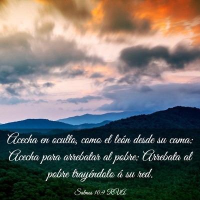 Picture 03 - Salmos 10:9 RVA - Acecha en oculto, como el león desde su cama: - Bible Verse Picture