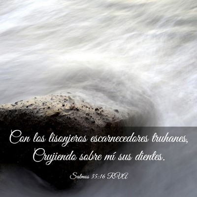 Picture 03 - Salmos 35:16 RVA - Con los lisonjeros escarnecedores truhanes, - Bible Verse Picture