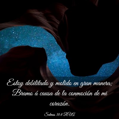 Picture 03 - Salmos 38:8 RVA - Estoy debilitado y molido en gran manera; Bramo - Bible Verse Picture