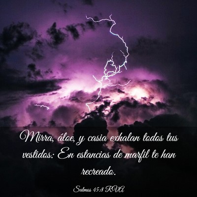 Picture 03 - Salmos 45:8 RVA - Mirra, áloe, y casia exhalan todos tus vestidos: - Bible Verse Picture