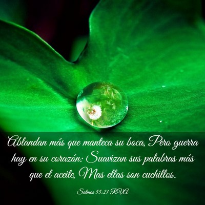 Picture 03 - Salmos 55:21 RVA - Ablandan más que manteca su boca, Pero guerra - Bible Verse Picture
