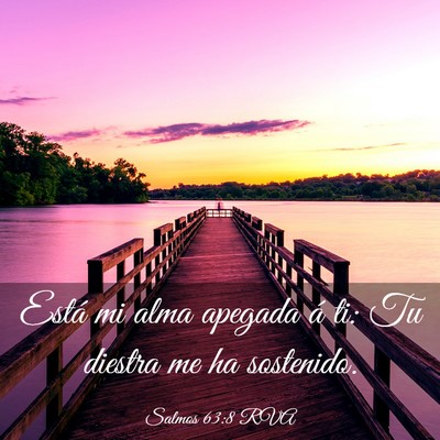 Picture 03 - Salmos 63:8 RVA - Está mi alma apegada á ti: Tu diestra me ha - Bible Verse Picture