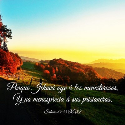 Picture 03 - Salmos 69:33 RVA - Porque Jehová oye á los menesterosos, Y no - Bible Verse Picture