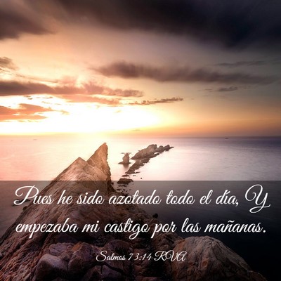 Picture 03 - Salmos 73:14 RVA - Pues he sido azotado todo el día, Y empezaba mi - Bible Verse Picture