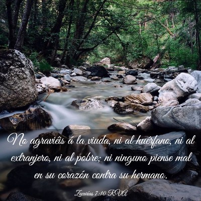 Picture 03 - Zacarías 7:10 RVA - No agraviéis á la viuda, ni al huérfano, ni al - Bible Verse Picture