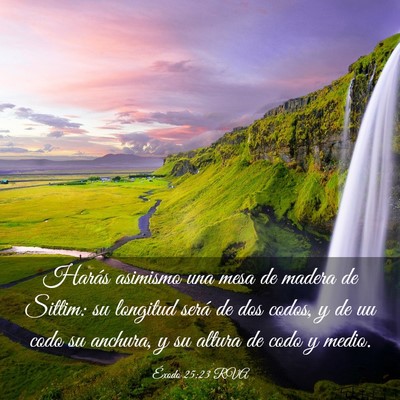 Picture 03 - Éxodo 25:23 RVA - Harás asimismo una mesa de madera de Sittim: su - Bible Verse Picture