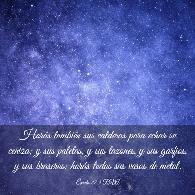 Picture 03 - Éxodo 27:3 RVA - Harás también sus calderas para echar su - Bible Verse Picture