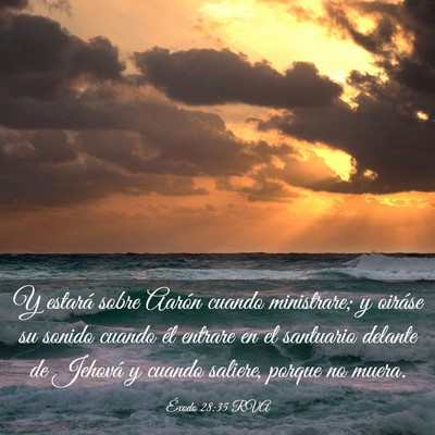 Picture 03 - Éxodo 28:35 RVA - Y estará sobre Aarón cuando ministrare; y - Bible Verse Picture