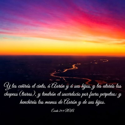 Picture 03 - Éxodo 29:9 RVA - Y les ceñirás el cinto, á Aarón y á sus - Bible Verse Picture