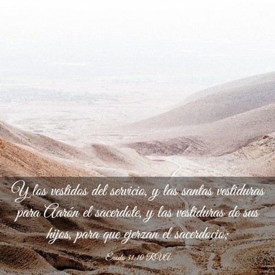 Picture 03 - Éxodo 31:10 RVA - Y los vestidos del servicio, y las santas - Bible Verse Picture