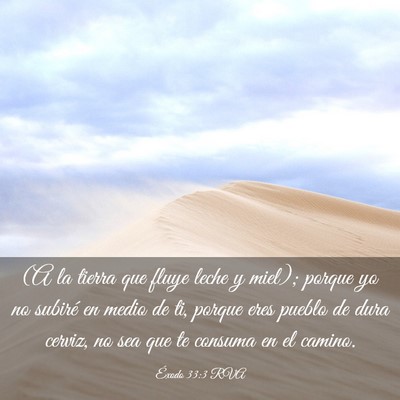 Picture 03 - Éxodo 33:3 RVA - (A la tierra que fluye leche y miel); porque yo - Bible Verse Picture