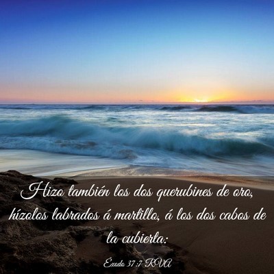 Picture 03 - Éxodo 37:7 RVA - Hizo también los dos querubines de oro, hízolos - Bible Verse Picture