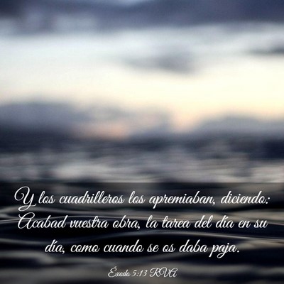Picture 03 - Éxodo 5:13 RVA - Y los cuadrilleros los apremiaban, diciendo: - Bible Verse Picture
