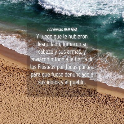 Picture 04 - 1 Crónicas 10:9 RVA - Y luego que le hubieron desnudado, tomaron su - Bible Verse Picture