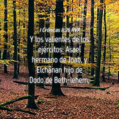 Picture 04 - 1 Crónicas 11:26 RVA - Y los valientes de los ejércitos: Asael hermano - Bible Verse Picture