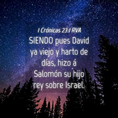 Picture 04 - 1 Crónicas 23:1 RVA - SIENDO pues David ya viejo y harto de días, hizo - Bible Verse Picture