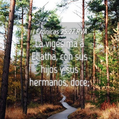 Picture 04 - 1 Crónicas 25:27 RVA - La vigésima á Eliatha, con sus hijos y sus - Bible Verse Picture