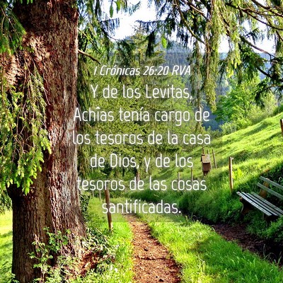 Picture 04 - 1 Crónicas 26:20 RVA - Y de los Levitas, Achîas tenía cargo de los - Bible Verse Picture