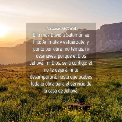 Picture 04 - 1 Crónicas 28:20 RVA - Dijo más David á Salomón su hijo: Anímate y - Bible Verse Picture