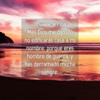 Picture 04 - 1 Crónicas 28:3 RVA - Mas Dios me dijo: Tú no edificarás casa á mi - Bible Verse Picture