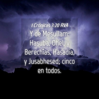 Picture 04 - 1 Crónicas 3:20 RVA - Y de Mesullam: Hasuba, Ohel, y Berechîas, - Bible Verse Picture