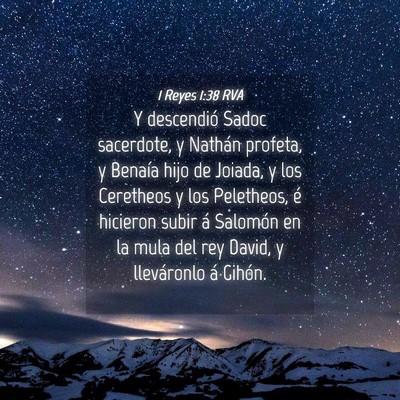Picture 04 - 1 Reyes 1:38 RVA - Y descendió Sadoc sacerdote, y Nathán profeta, - Bible Verse Picture