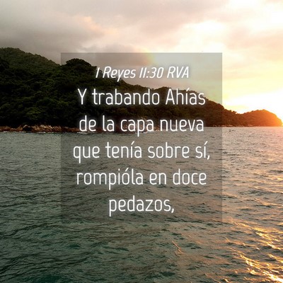 Picture 04 - 1 Reyes 11:30 RVA - Y trabando Ahías de la capa nueva que tenía - Bible Verse Picture