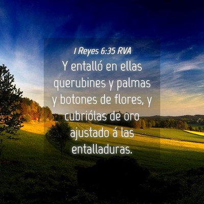 Picture 04 - 1 Reyes 6:35 RVA - Y entalló en ellas querubines y palmas y botones - Bible Verse Picture