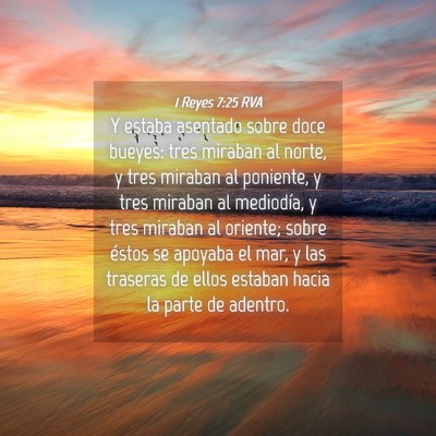 Picture 04 - 1 Reyes 7:25 RVA - Y estaba asentado sobre doce bueyes: tres miraban - Bible Verse Picture