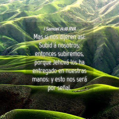 Picture 04 - 1 Samuel 14:10 RVA - Mas si nos dijeren así: Subid á nosotros: - Bible Verse Picture