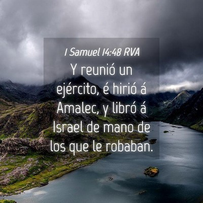Picture 04 - 1 Samuel 14:48 RVA - Y reunió un ejército, é hirió á Amalec, y - Bible Verse Picture