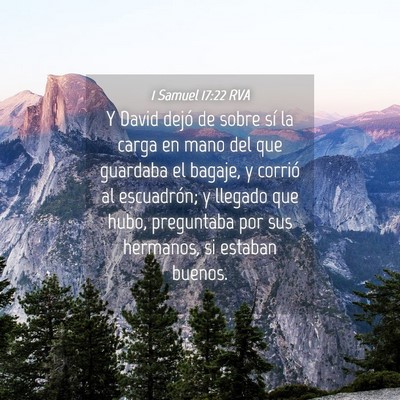 Picture 04 - 1 Samuel 17:22 RVA - Y David dejó de sobre sí la carga en mano del - Bible Verse Picture