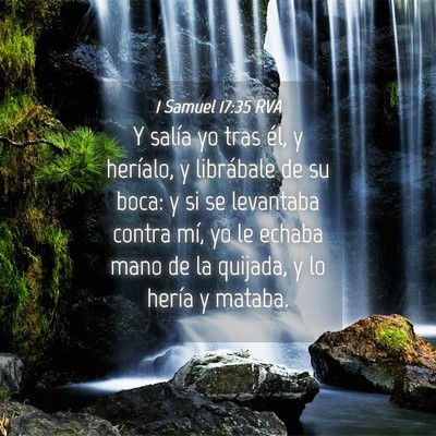Picture 04 - 1 Samuel 17:35 RVA - Y salía yo tras él, y heríalo, y librábale de - Bible Verse Picture