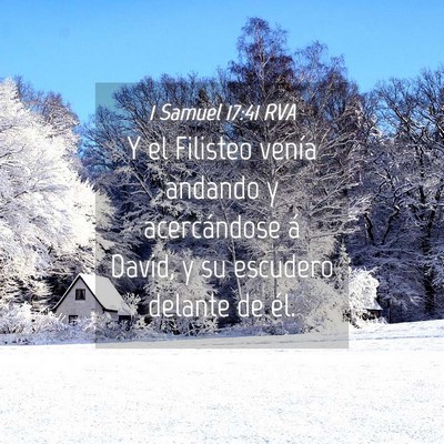 Picture 04 - 1 Samuel 17:41 RVA - Y el Filisteo venía andando y acercándose á - Bible Verse Picture