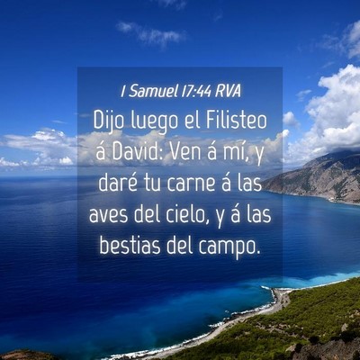 Picture 04 - 1 Samuel 17:44 RVA - Dijo luego el Filisteo á David: Ven á mí, y - Bible Verse Picture