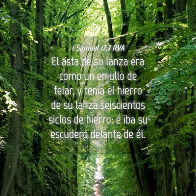 Picture 04 - 1 Samuel 17:7 RVA - El asta de su lanza era como un enjullo de telar, - Bible Verse Picture