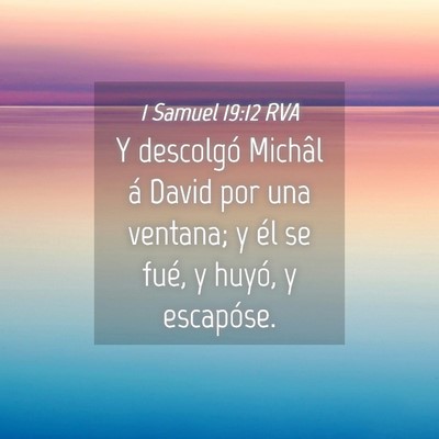Picture 04 - 1 Samuel 19:12 RVA - Y descolgó Michâl á David por una ventana; y - Bible Verse Picture