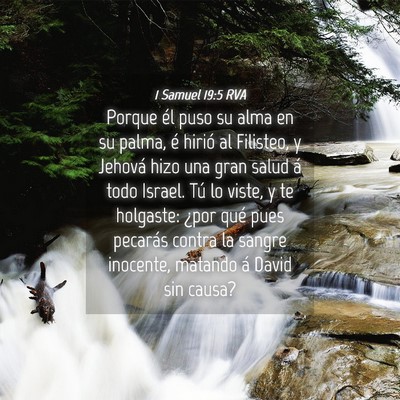 Picture 04 - 1 Samuel 19:5 RVA - Porque él puso su alma en su palma, é hirió al - Bible Verse Picture