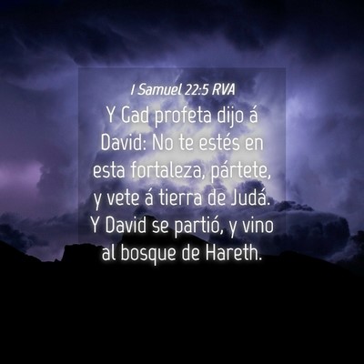 Picture 04 - 1 Samuel 22:5 RVA - Y Gad profeta dijo á David: No te estés en esta - Bible Verse Picture