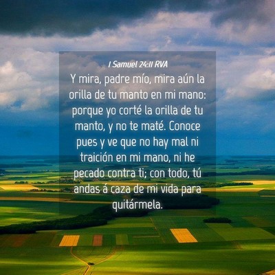 Picture 04 - 1 Samuel 24:11 RVA - Y mira, padre mío, mira aún la orilla de tu - Bible Verse Picture