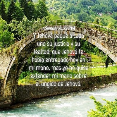 Picture 04 - 1 Samuel 26:23 RVA - Y Jehová pague á cada uno su justicia y su - Bible Verse Picture