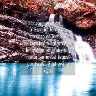 Picture 04 - 1 Samuel 7:9 RVA - Y Samuel tomó un cordero de leche, y - Bible Verse Picture