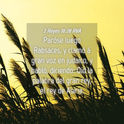 Picture 04 - 2 Reyes 18:28 RVA - Paróse luego Rabsaces, y clamó á gran voz en - Bible Verse Picture
