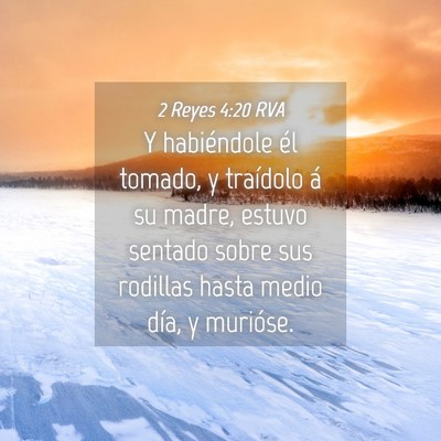 Picture 04 - 2 Reyes 4:20 RVA - Y habiéndole él tomado, y traídolo á su - Bible Verse Picture