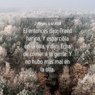 Picture 04 - 2 Reyes 4:41 RVA - El entonces dijo: Traed harina. Y esparcióla en - Bible Verse Picture