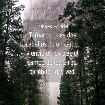 Picture 04 - 2 Reyes 7:14 RVA - Tomaron pues dos caballos de un carro, y envió - Bible Verse Picture