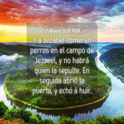 Picture 04 - 2 Reyes 9:10 RVA - Y á Jezabel comerán perros en el campo de - Bible Verse Picture