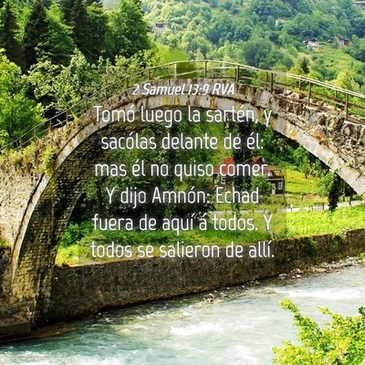 Picture 04 - 2 Samuel 13:9 RVA - Tomó luego la sartén, y sacólas delante de - Bible Verse Picture