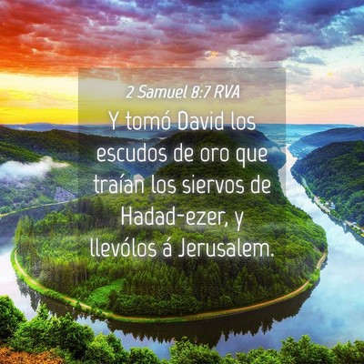 Picture 04 - 2 Samuel 8:7 RVA - Y tomó David los escudos de oro que traían los - Bible Verse Picture